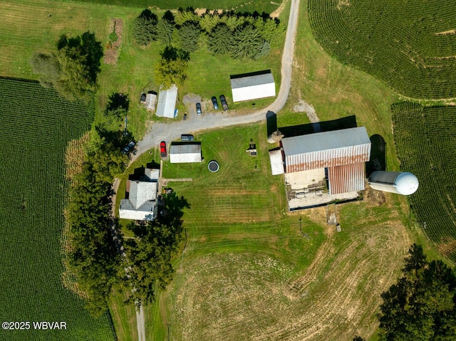 bird's eye view with a rural view