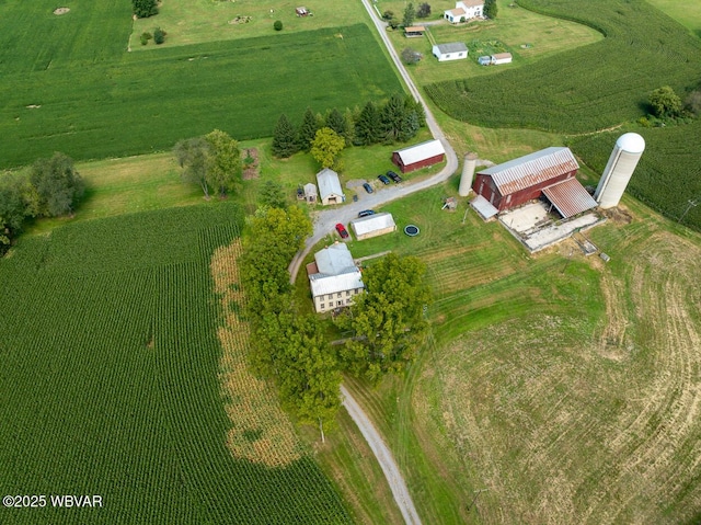 bird's eye view with a rural view