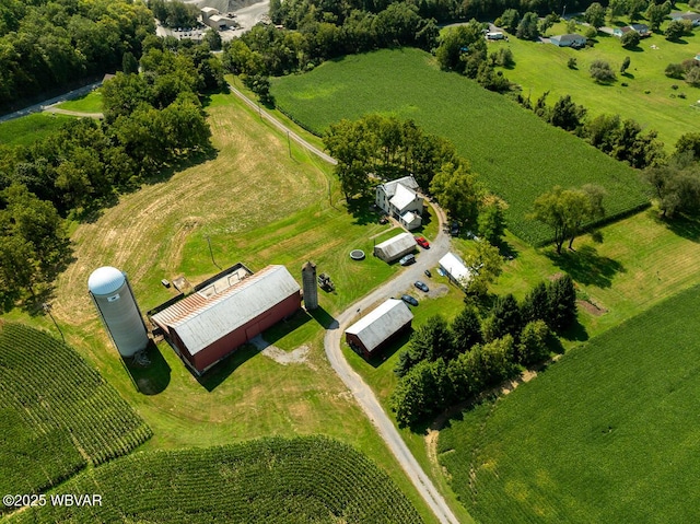 bird's eye view with a rural view