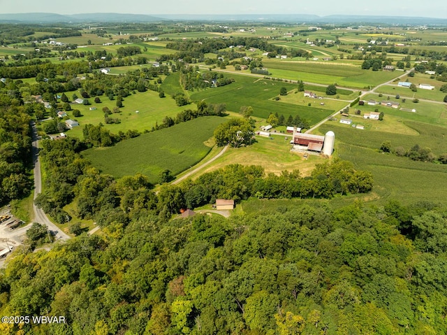 aerial view featuring a rural view