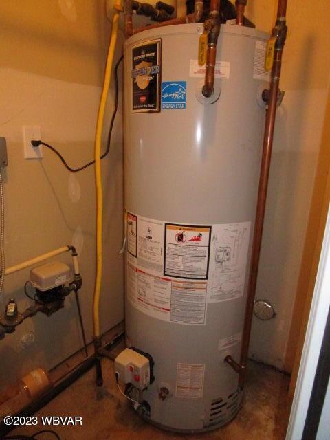 utility room with water heater