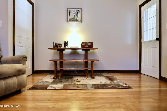 foyer with light hardwood / wood-style floors