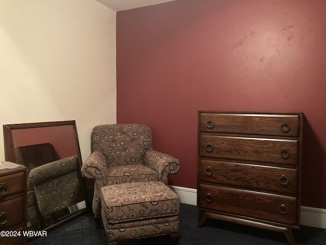 sitting room featuring carpet floors