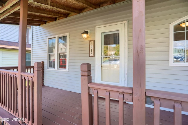 deck featuring a porch