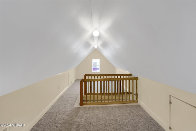 bonus room featuring carpet and vaulted ceiling