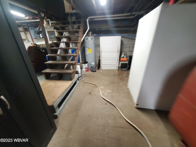 basement featuring gas water heater