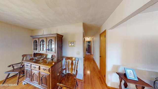 dining space with light wood-style floors