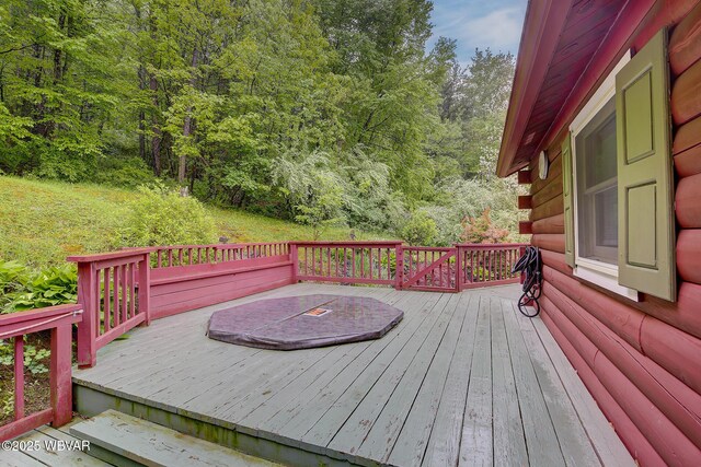1640 Pleasant Valley Rd, Cogan Station, PA 17728 - wooden deck with a wooded view
