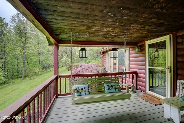 1640 Pleasant Valley Rd, Cogan Station, PA 17728 - wooden terrace with a yard
