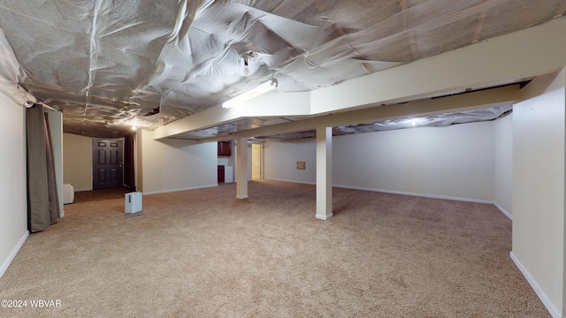 basement featuring carpet