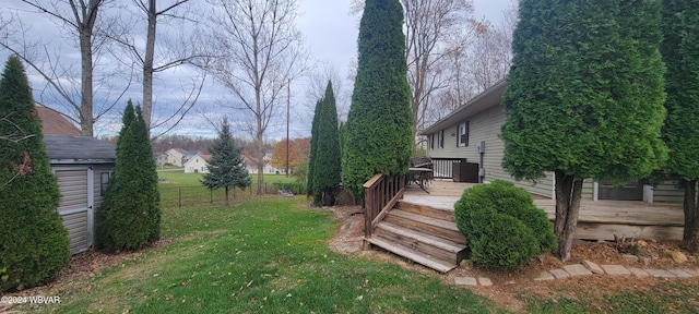 view of yard with a deck