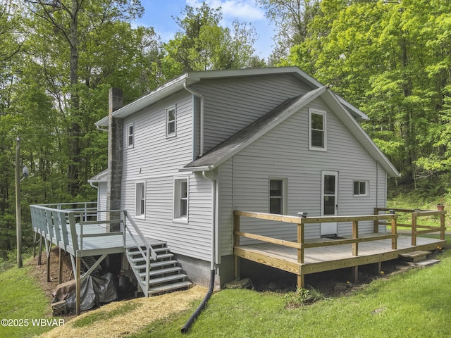 1462 Highland Lake Rd, Hughesville, PA 17737 - rear view of property with a wooden deck and roof with shingles