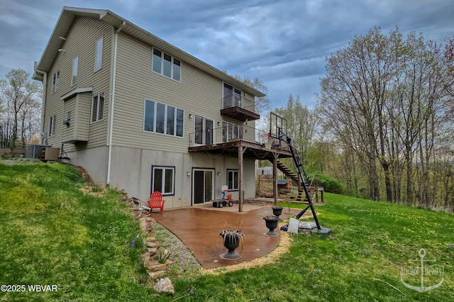 2312 Teaberry Ln, Lock Haven, PA 17745 - rear view of property with a deck, a yard, stairway, a patio, and a balcony