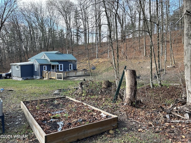 view of yard with a deck