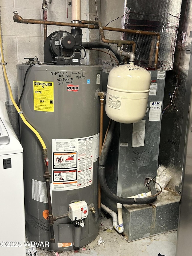 utilities with water heater and washer / clothes dryer