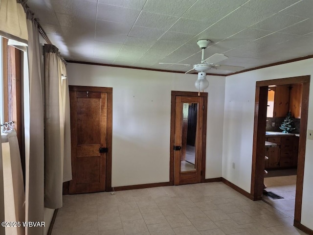 1358 W Valley Rd, Loganton, PA 17747 - empty room featuring ceiling fan, baseboards, ornamental molding, and visible vents