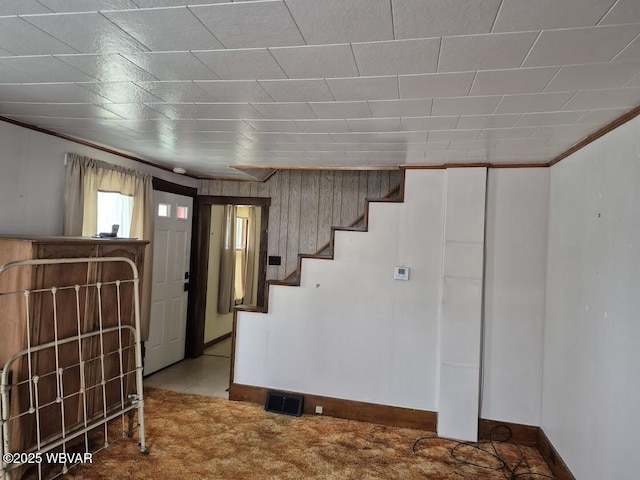 1358 W Valley Rd, Loganton, PA 17747 - interior space with stairway, visible vents, baseboards, and ornamental molding