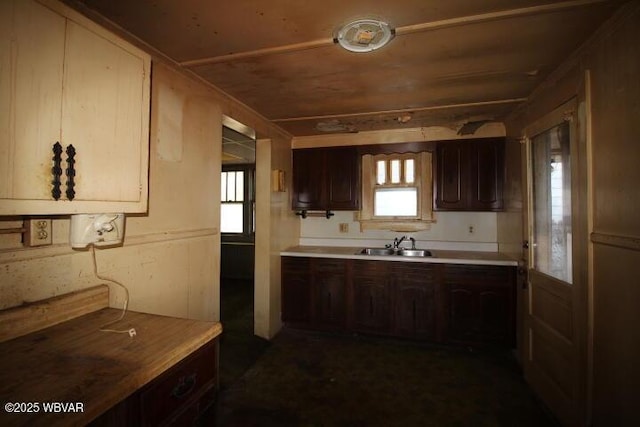 kitchen featuring sink and dark brown cabinets