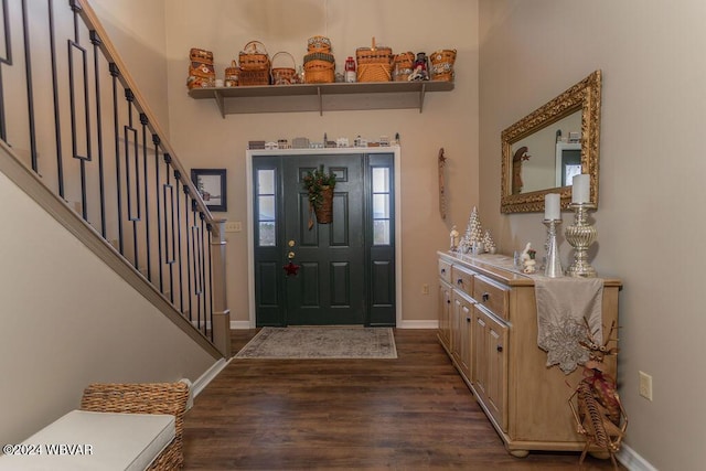 entrance foyer with dark wood-type flooring