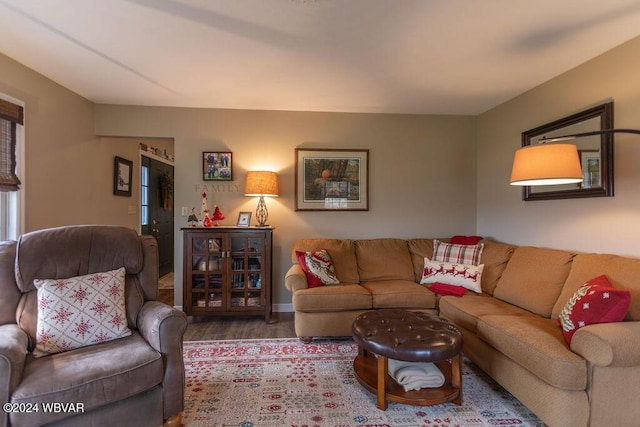 living room with hardwood / wood-style floors