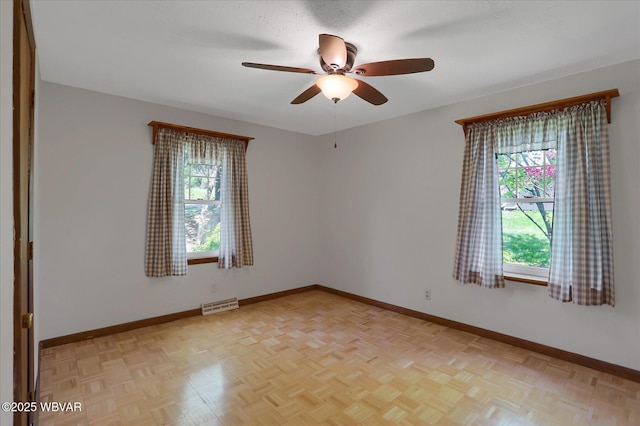 6553 Jacks Hollow Rd, Williamsport, PA 17702 - empty room featuring a ceiling fan, baseboards, and visible vents