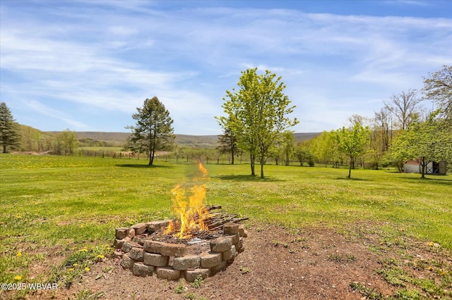 6553 Jacks Hollow Rd, Williamsport, PA 17702 - view of yard with an outdoor fire pit and a rural view
