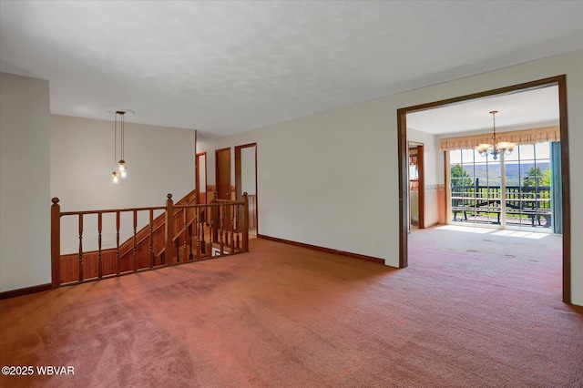 6553 Jacks Hollow Rd, Williamsport, PA 17702 - empty room with baseboards, an inviting chandelier, and carpet