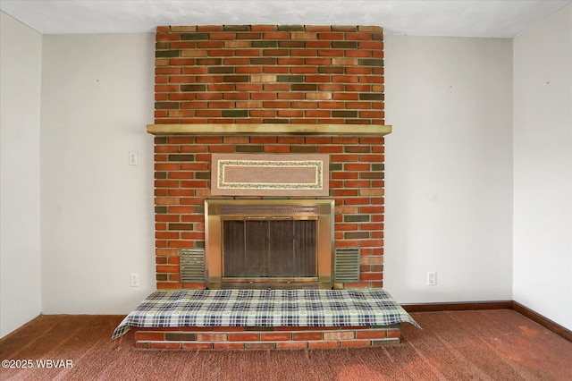 6553 Jacks Hollow Rd, Williamsport, PA 17702 - details featuring carpet, a fireplace, and visible vents
