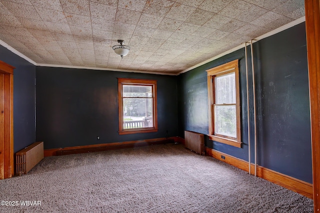 320 E Central Ave, Jersey Shore, PA 17740 - carpeted spare room with radiator heating unit, ornamental molding, and baseboards