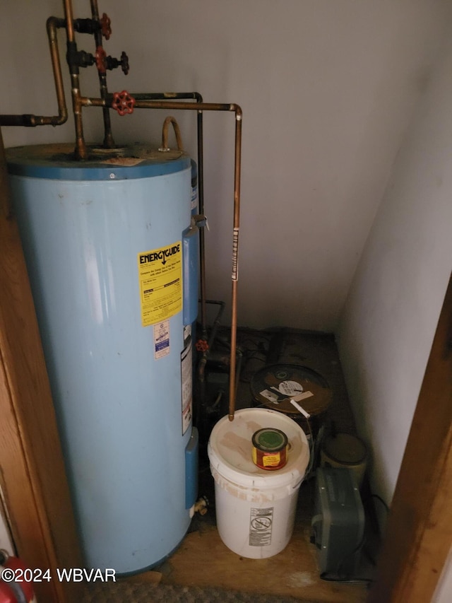 utility room with water heater