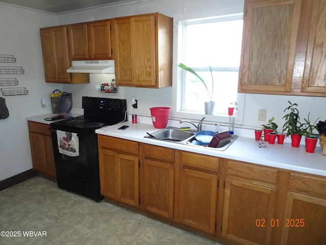 kitchen featuring sink and electric range