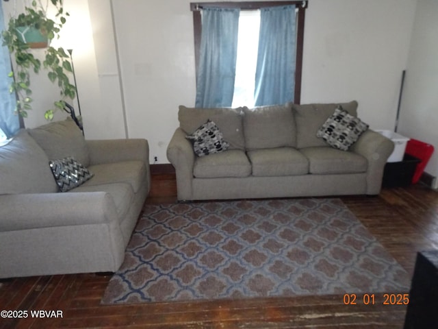 living room with hardwood / wood-style flooring