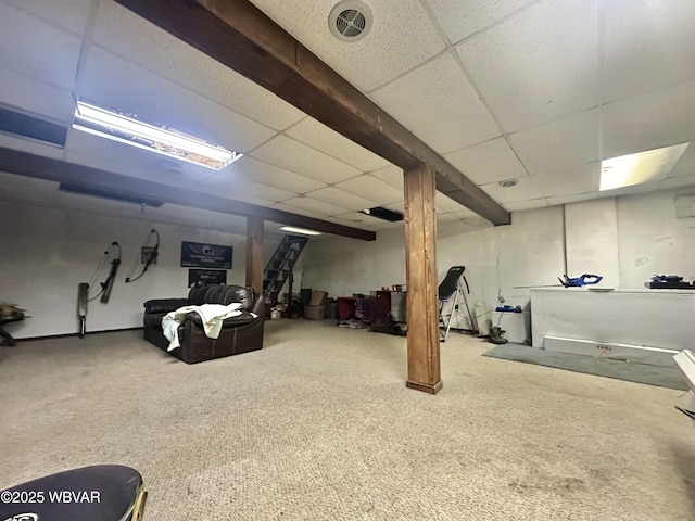 207 Bald Eagle Forest Rd, Blanchard, PA 16826 - finished basement with a paneled ceiling and carpet