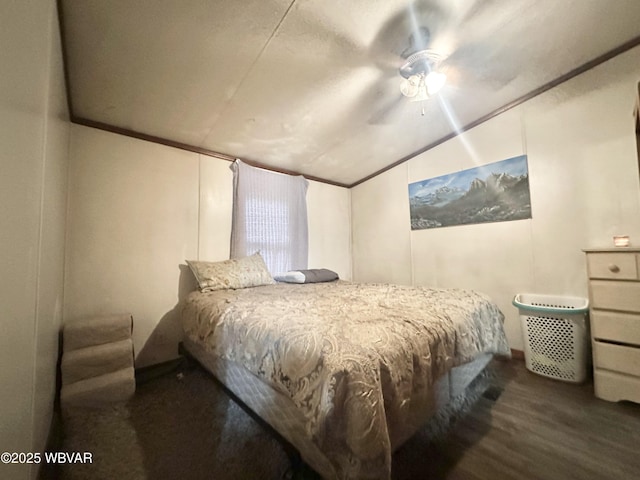 207 Bald Eagle Forest Rd, Blanchard, PA 16826 - bedroom with vaulted ceiling, wood finished floors, and a ceiling fan