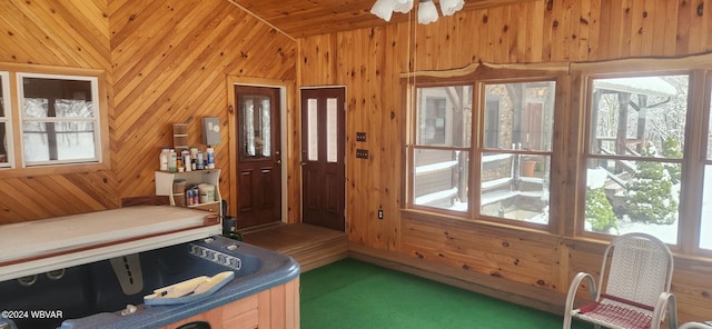 doorway featuring wood ceiling