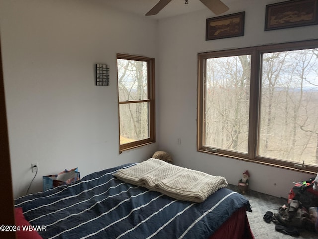 bedroom featuring ceiling fan