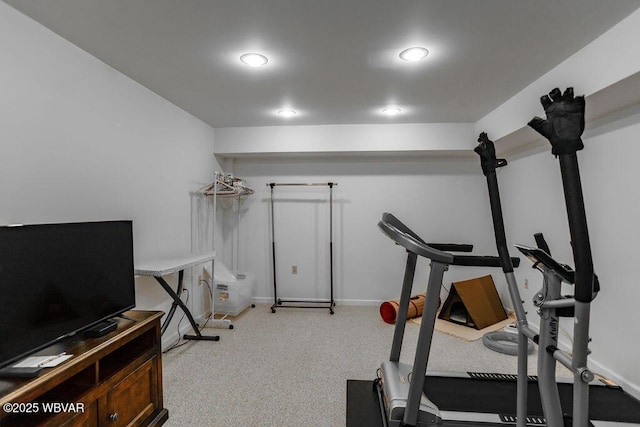 2528 N Hills Dr, Williamsport, PA 17701 - workout room featuring light carpet and baseboards