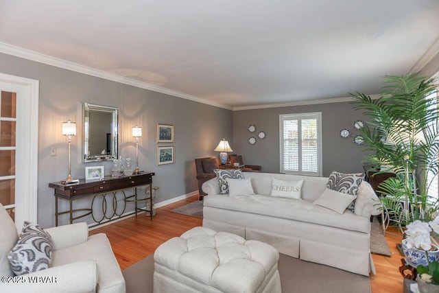 2528 N Hills Dr, Williamsport, PA 17701 - living area featuring baseboards, ornamental molding, and wood finished floors