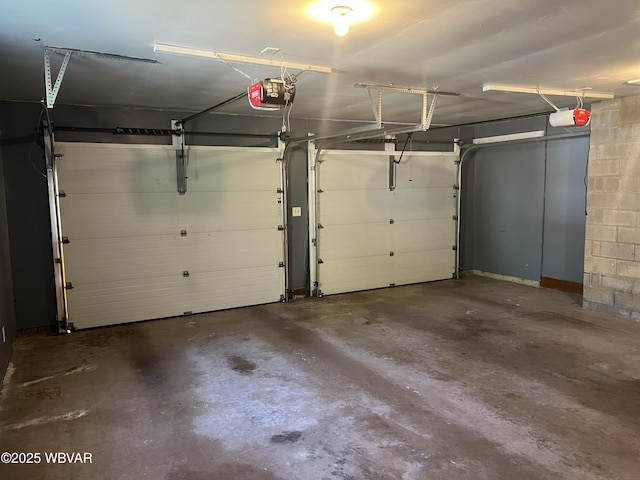 garage with a garage door opener