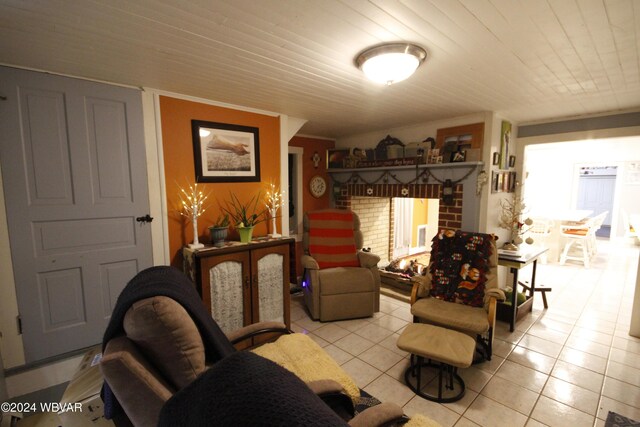 living room with light tile patterned floors