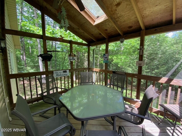 10296 Renovo Rd, North Bend, PA 17760 - sunroom / solarium with outdoor dining area, lofted ceiling, and a skylight