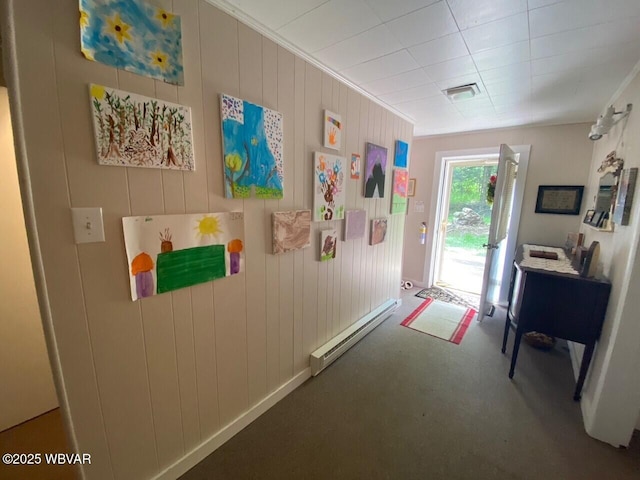 10296 Renovo Rd, North Bend, PA 17760 - entryway with a baseboard heating unit and carpet flooring