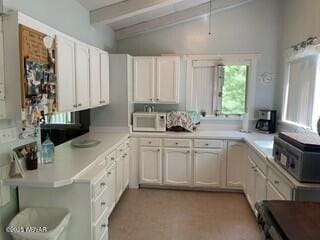 10296 Renovo Rd, North Bend, PA 17760 - kitchen with white microwave, light countertops, and white cabinets
