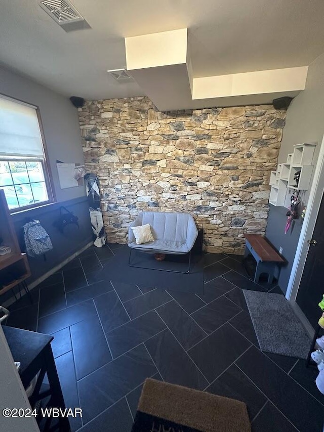 bathroom with tile patterned floors