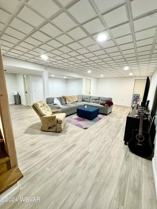 living room with light wood-type flooring