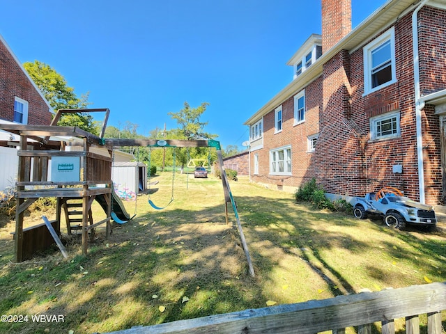 view of yard with a playground