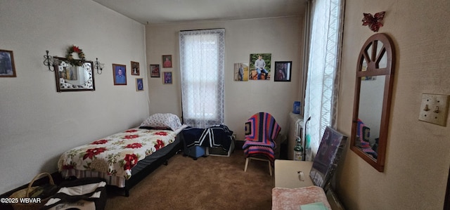 bedroom featuring carpet