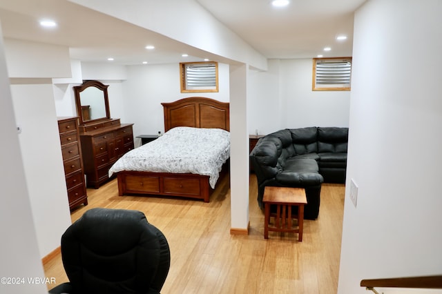 bedroom featuring light hardwood / wood-style floors