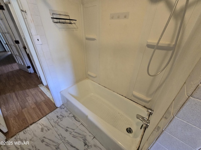 1013 Allegheny St, Jersey Shore, PA 17740 - bathroom with bathing tub / shower combination and marble look tiles
