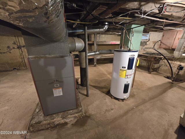 utilities with electric water heater and heating unit